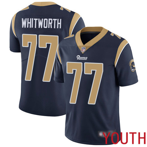 Los Angeles Rams Limited Navy Blue Youth Andrew Whitworth Home Jersey NFL Football #77 Vapor Untouchable->youth nfl jersey->Youth Jersey